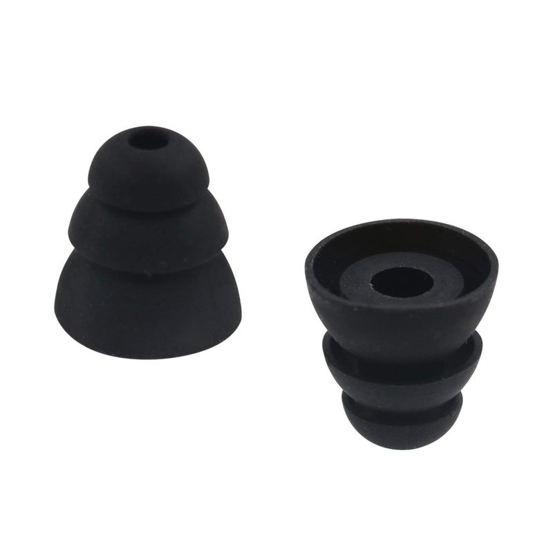 BLLQ 6 Pairs Replacement Triple Flange Conical Ear Tips Earbuds Eartips Silicone Buds for Most in Ear Headphones (Sony Senso Powerbeats Jaybird etc.) Black [S/M/L 3 Size] (3flange Tips 3) - Image 4